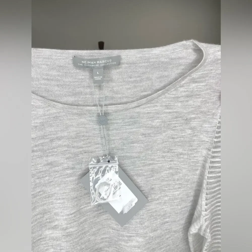 Neiman Marcus Cashmere Collection Sweater with Sheer Ottoman Sleeves Size Large - Picture 7 of 14